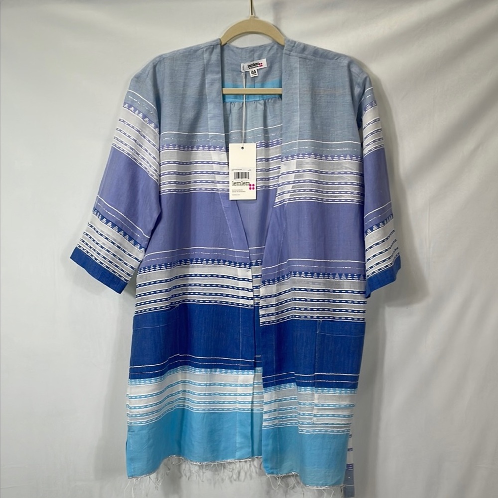 NWT Lemlem Eshal Short Robe Coverup Size XS Blue
